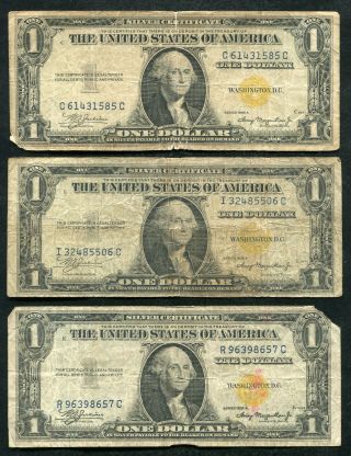 (3) 1935 - A $1 One Dollar “north Africa” Silver Certificates (b)