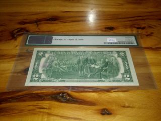 1976 $2 FEDERAL RESERVE NOTE CHICAGO PMG CERT 64 FIRST DAY STAMP CANCEL 2