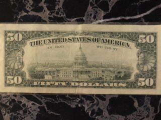 Old 50 Dollar Bill Series 1990 Federal Reserve Boston MA Serial A46981039A 2