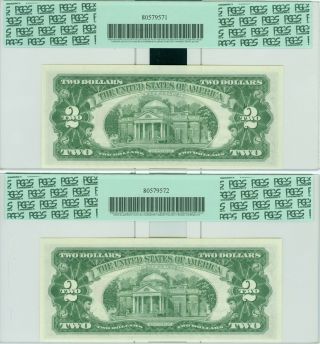 1963A $2 PCGS 64PPQ VERY CHOICE 3 CONSECUTIVE NOTES 1 NOTE PER ORDER 2