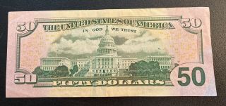 $50 Dollar Bill Star Note - Low serial Number 00013841 - 2013 2