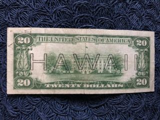1934 A $20 Hawaii WWII note Corner Repair 2