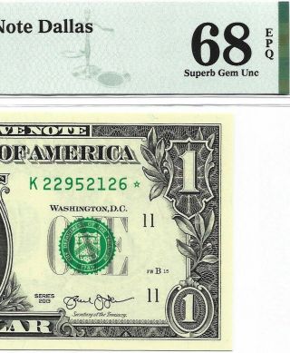 2013 $1 Dallas Star ⭐️ Frn,  Pmg Gem Uncirculated 68 Epq Banknote