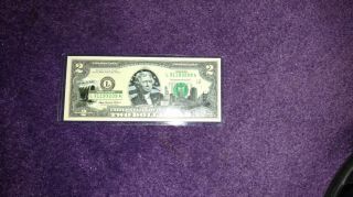 2003 A $2 Dollar Bill Federal Reserve Note Uncirculated.