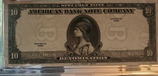 1929 American Banknote Co.  SPECIMEN NOTE,  in hard snapcase,  Black w blank back 3