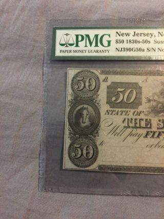 PMG $50 Jersey Newton Sussex Bank 1830’s - 50’s 64 Obsolete Note Awesome 2
