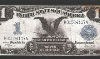 Black Eagle $1 1899 Silver Cert.  No Pinholes Or Tears