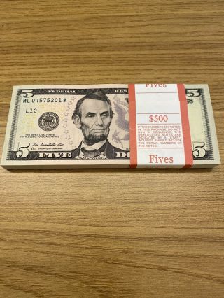 10 Five Dollar Bills $5 Paper Money $50 Bundle Stack Uncirculated