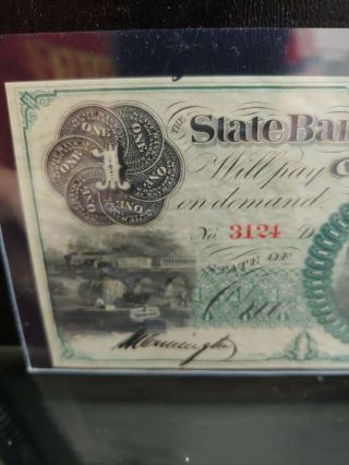 1860 $1 State Bank Brunswick NJ Color AU 2