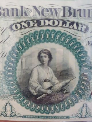 1860 $1 State Bank Brunswick NJ Color AU 3