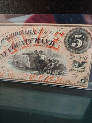 1861 $5 Allegany County Bank Cumberland MD Issued Great Color AU 3