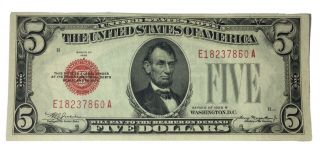 1928 - B $5 Red Seal Note Cu