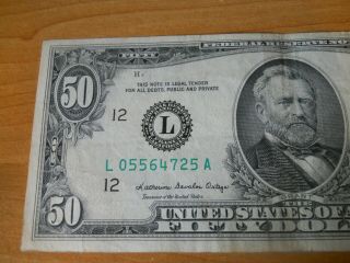 Series 1981 $50 Bill (L) San Francisco Fifty Dollar Note L 05564725 A 3