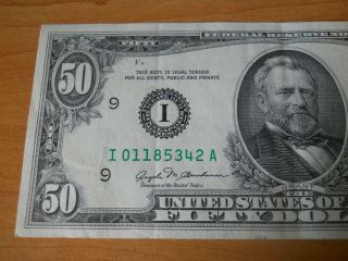 1981 (I) Minneapolis $50 Fifty Dollar Bill Federal Reserve Note Old Currency 3