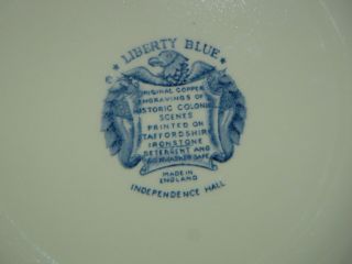 STAFFORDSHIRE LIBERTY BLUE dinner plate Independence hall ironstone vintage 10 