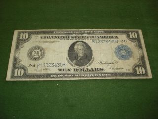 1914 $10 Large Size Federal Reserve Note Andrew Jackson - Circulated