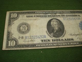 1914 $10 LARGE SIZE FEDERAL RESERVE NOTE ANDREW JACKSON - CIRCULATED 2