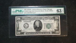 1928 B Twenty Dollar Fr 2052 - Gdgs Pmg Ch Unc 63 Epq Chicago Note $20 Bill