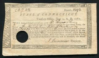 1782 3 Pounds,  7 Shillings,  2 1/2 Pence Connecticut Continental Line Army Note