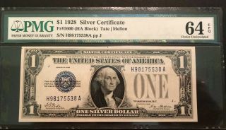 1928 Us $1 Silver Certificate Choice Uncirculated Epq