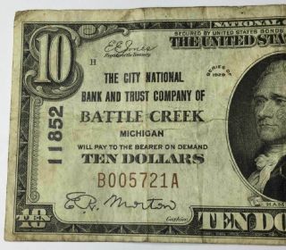 1929 $10 Battle Creek Brown Seal Note 2