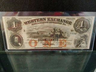 1857 $1 Western Exchange Omaha City Ne Ch Unc