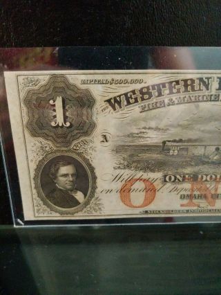 1857 $1 Western Exchange Omaha City NE Ch Unc 2