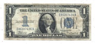 1934 $1 BLUE Seal Silver Certificate FUNNY BACK Old US Paper Money VF 2