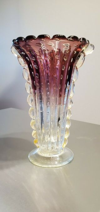 Vintage Murano Glass Vase Barovier Toso With Control Bubbles