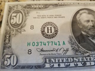 1974 $50 US Bill - St.  Louis uncirculated and crisp,  perfect shape 3