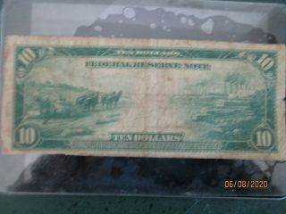 1914 $10.  00 KANSAS CITY Federal Reserve Note 2