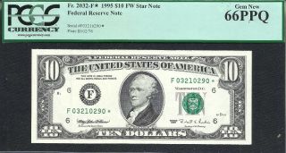 1995 $10 STAR (ATLANTA) PCGS GEM 66PPQ Old US Paper Money 2
