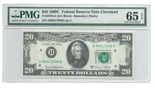 1969c $20 Cleveland Frn,  Pmg Gem Uncirculated 65 Epq Banknote