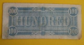 1864 Confederate States Of America $100 Note Feb.  17th 1864 No.  97940 2