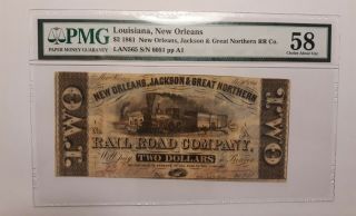 1861 Orleans,  Jackson & Great Northern Railroad $2 Obsolete Note
