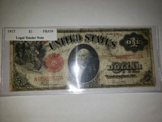 (1) 1917 $1 One Dollar United States Legal Tender Large Note Speelman/White 3