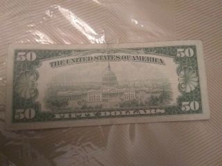 Federal Reserve Note 1950 FIFTY DOLLAR Bill Old Currency.  Bank of York. 2