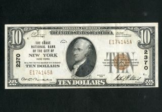 Us Paper Money 1929 $10 National Chase Bank Ny Charter 2370