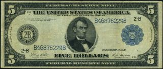FR.  851 A $5 1914 Federal Reserve Note York Fine, 2