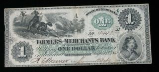 1862 $1 Farmers And Merchants Bank Greensborough Maryland Obsolete Note Paper 2