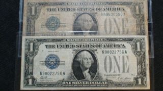 FOUR 1928 B ONE DOLLAR FUNNY BACK VF,  SILVER CERTIFICATES 4 Notes $1 Bills 3