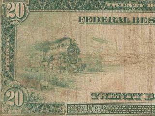 LARGE 1914 $20 DOLLAR FEDERAL RESERVE NOTE CURRENCY BIG PAPER MONEY F 988 PMG 15 2