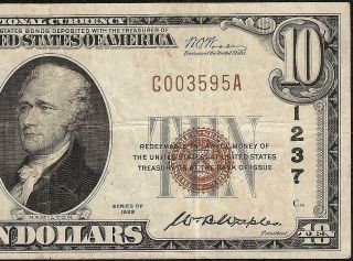 1929 $10 DOLLAR SUNBURY PENNSYLVANIA NATIONAL BANK NOTE CURRENCY OLD PAPER MONEY 2