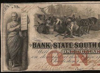 1861 $1 DOLLAR BILL SOUTH CAROLINA BANK NOTE LARGE CURRENCY OLD PAPER MONEY 2