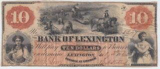 Bank Of Lexington North Carolina Nc Obsolete Bank Note $10 Dollars