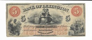 $5 1860 North Carolina Bank Of Lexington Serial Number 5873 Two Maids Slave