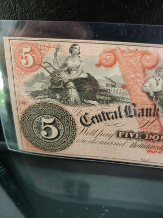 1860 $5 Central Bank Hollidaysburg PA.  color 2