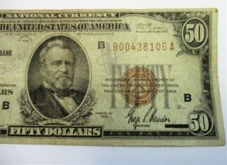1929 $50 NATIONAL CURRENCY NOTE FEDERAL RESERVE BANK OF YORK BROWN SEAL 3