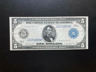 1914 $5 Federal Reserve Note,  Kansas City,  Fr 882,  Vf.