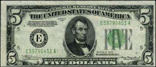 FR.  1956 E $5 1934 Federal Reserve Note Mule Richmond E - A Block XF 2